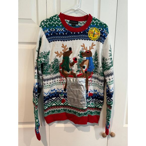 New Ugly Sweater Reindeer drink pouch sweater size medium - Picture 2 of 7